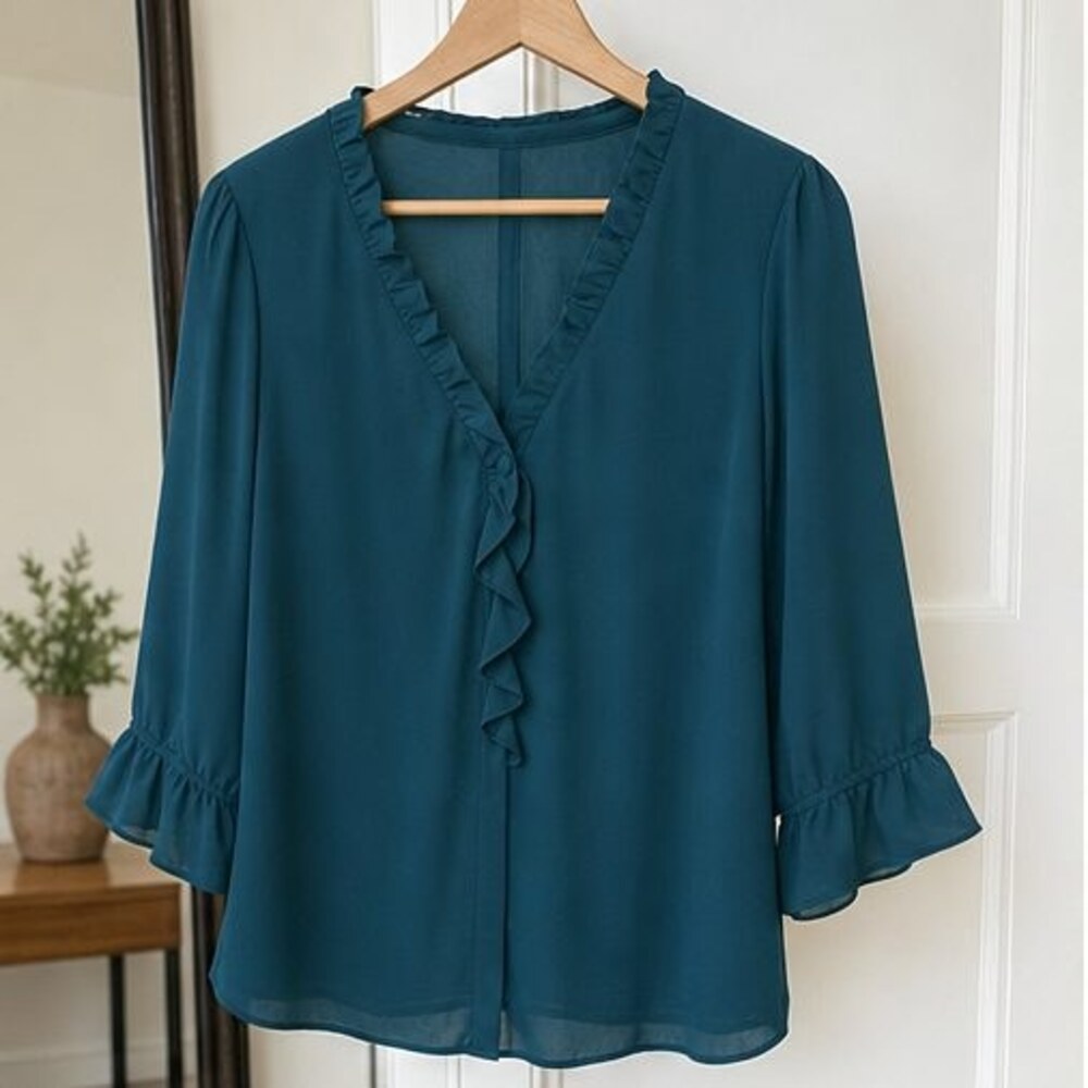 Teal Button Blouse